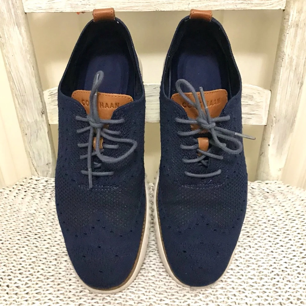 Cole Haan Zerogrand Knit Wingtip Oxfords Navy